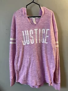 Justice Kids Girls Lightweight Stretch Hooded Football Jersey Light Purple Sz 10 - Picture 1 of 8