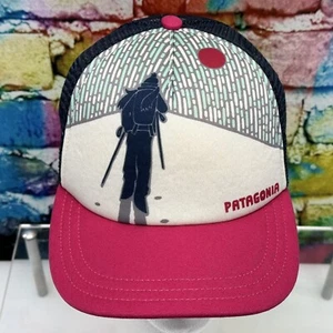 Patagonia Worn Wear Mesh Trucker Cap Hat Pink Blue Climbing Explorer Backpacker - Picture 1 of 24