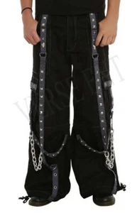 Pantalón y Pantalón Corto Hombre Negro Electro Bondage Rave Gótico Cyber Chain Punk Rock - Imagen 1 de 4
