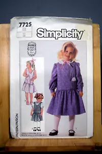 SIMPLICITY 7725 GIRL DRESS or Jumper & Blouse SZ 6X Pattern UNCUT - Picture 1 of 4