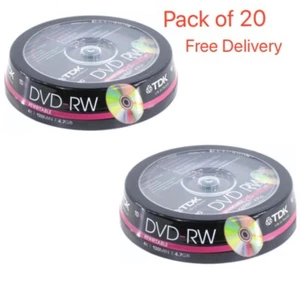 20 x TDK leere DVD-RW Disc (4x 120min 4,7GB) Video/Daten DVD wiederbeschreibbar - Bild 1 von 1
