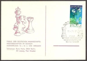 Germany-DDR 1970 Chess Competition postmark Dresden CKM 275 +souvenir postcard B - Picture 1 of 1