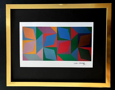 VICTOR VASARELY + SIGNED GEOMETRIC ABSTRACT PRINT FROM 1970 + WITH NEW FRAME - Imagem 1 de 3