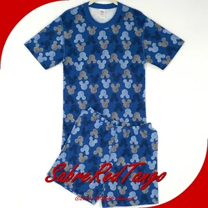 NWT HANNA ANDERSSON DISNEY ORGANIC SHORT JOHNS PAJAMAS MICKEY MOUSE BLUE XL - Picture 1 of 4