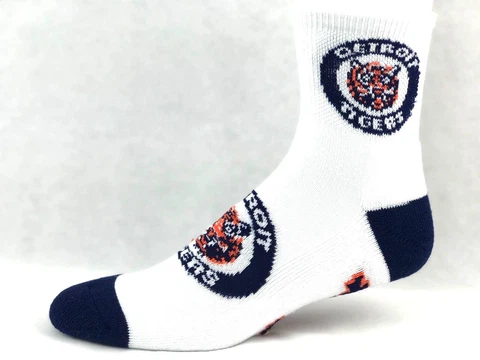 Detroit Tigers Baseball Team Logo White Deuce Quarter Socks Cover