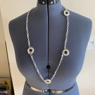 NEW Taramanda Costume Silver-Colored 37” Long Fashion Necklace - Image 1 of 4