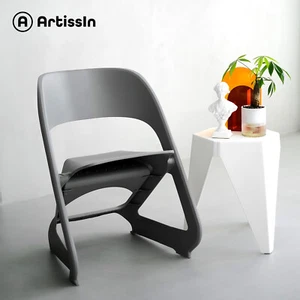 ArtissIn Dining Chairs Office Lounge Stackable Plastic Outdoor Chairs X4 Grey - Picture 1 of 9
