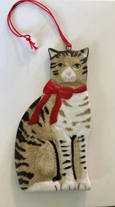 Vintage Schmid Gordon Fraser Katze Ornament Keramik 1984 braun weiß 3,5 Zoll - Bild 1 von 2