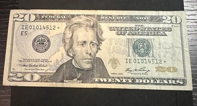 Star Note 2006 $20 DOLLAR Bill - LOW SERIAL # - Richmond Bank -Circulated Crisp - Image 1 of 2