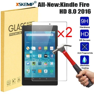 2Pcs For Amazon Kindle Fire 7 HD8 HD10 Tempered Glass Screen Protector Premium - Image 1 of 4