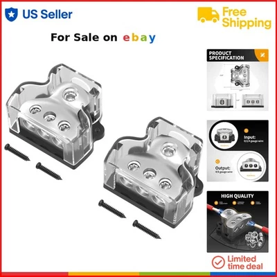 Car Audio Power Distribution Block Zinc Alloy 3 Way Ground Splitter 2 Pack - Image 1 of 4