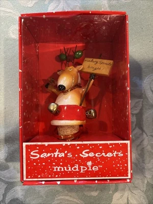 Botella de reno Mud Pie Santa's Secrets tapón de vino para hacer licores en caja brillante Foto 1 de 3