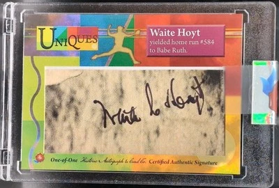 WAITE HOYT 2025 Historic HA Uniques CUT AUTO #1/1 of Yankees Giants Babe Ruth HR - Image 1 of 2