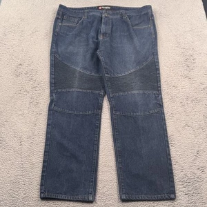 Southpole Jeans Mens 44x32 Blue Moto Biker Denim Straight Leg Ribbed Patchwork - Picture 1 of 14
