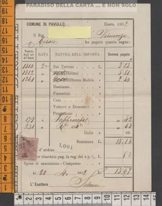 RICEVUTA PAGAMENTO IMPOSTE DEL 20.04.1902 CON MARCA, COMUNE DI PAVULLO [1061] - Imagen 1 de 1