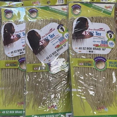 3pcs JANET COLLECTION CROCHET BRAIDING HAIR 4X EZ SENEGALESE BRAID 16” COLOR 613 - Image 1 of 3