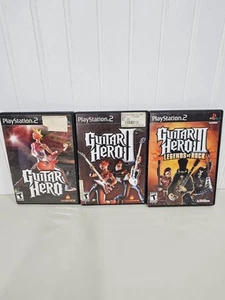 Sony PlayStation 2 PS2 Guitar Hero 1 2 & 3 Game Bundle Complete CIB Tested Works - Picture 1 of 17