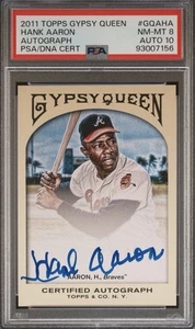 HANK AARON 2011 TOPPS Gypsy Queen ON-CARD Autograph 🔥 PSA 8 AUTO 10 (pop 1) - Picture 1 of 3