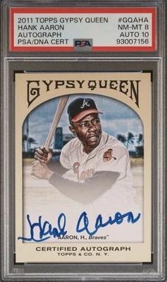 HANK AARON 2011 TOPPS Gypsy Queen ON-CARD Autograph 🔥 PSA 8 AUTO 10 (pop 1) - Image 1 of 3