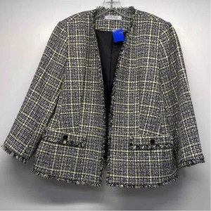 Kasper Women's Size 12-L Black-Multi Plaid Open Front Jacket - Picture 1 of 3