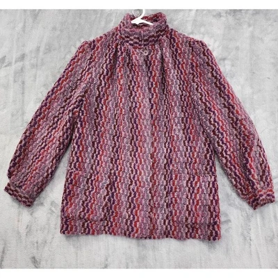 Vintage 70s Fuzzy Single Button Swing A-Line Jacket Size L Purple Red Pink Lined - Image 1 of 4