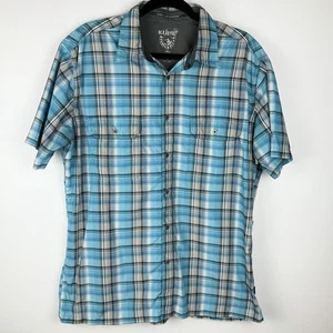 KUHL Hemd Herren L blau grau weiß kariert Knopfleiste Kurzarm Outdoor Gorp Core - Bild 1 von 10
