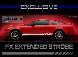 2005 - 2009 Ford Mustang Extended Strobe Side Rocker Stripe #1 Quality Stripes - Picture 1 of 2