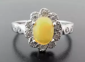 Ring .925 Sterlingsilber & echter äthiopischer Opal mit Topas Damengröße 8,25 - Bild 1 von 10