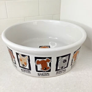 Signature Riviera Van Biers Dog Food Water Bowl 9 3/4" Mug Shots Stoneware HUGE - Picture 1 of 11