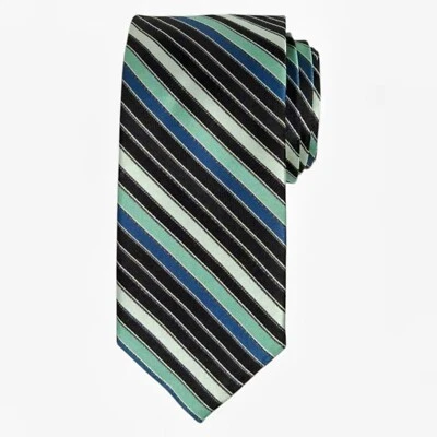 Corbata de seda para hombre ALARA verde negra código de barras a rayas delgada 2,75 estrecha de diseñador Foto 1 de 4