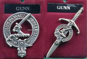 Insignia de peltre o falda escocesa cresta Gunn - Imagen 1 de 3