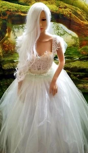 OLIVIA Ivory Peach & Mint Green Lace Organza & Tulle Corset Wedding Ballgown Set - Picture 1 of 12