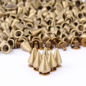 200 Sets/Paar 9,5 mm Bronze Kegel Spikes Schraubenzieher Zum Selbermachen Handwerk Nieten Punk - Bild 1 von 5