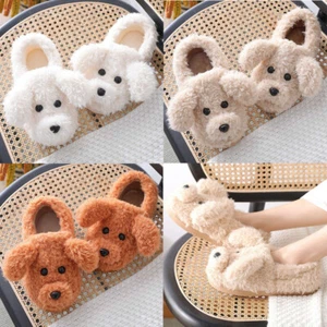 3D Dog Slippers Anti-Slip Puppy Indoor Shoes Soft Warm Plush Girl Winter Kawaii - Picture 1 of 19