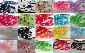 50 yards Single Polka Dot 3/8" Grosgrain Ribbon/FREE Ship USA Seller R134-Roll - Picture 1 of 20