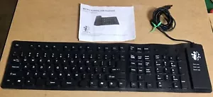 I-Concepts M01917 Black Silicone Foldable USB Full Keyboard Waterproof Flexible - Picture 1 of 3