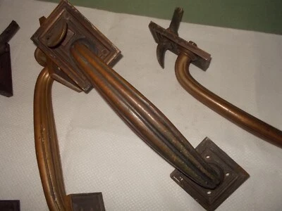 Door HANDLE Pull w/ Thumb Latch, Bronze Brass ARTS & CRAFTS 4 avail VINTAGE Yale - Image 1 of 4