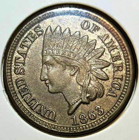 1863 1C Indian Head Cent _ Uncirculated MS+ _ Original Condition - [JX-480] Cover