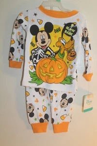 Disney Mickey Mouse 2-Piece Baby 9M Halloween Pajama Set Glow In DARK - Picture 1 of 6