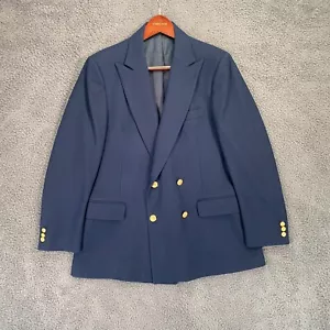 Stanley Blacker Blazer Men’s 42R Wool Double Breasted Flannel Gold Buttons - Picture 1 of 23