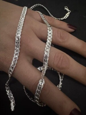 Completo Collana E Bracciale Argento Sterling 925 - Immagine 1 di 4