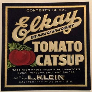Vintage Unused Elkay Tomato Catsup Embossed Label L. Klein Chicago, Illinois - Picture 1 of 2