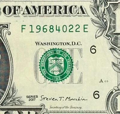 1968 April 22nd Birthday Anniversary Fancy Serial Number Dollar - Image 1 of 3