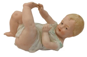 Piano Heubach alemán vintage bebé bisque porcelana 5 pulgadas largo, RARO "TAL CUAL" - Imagen 1 de 5