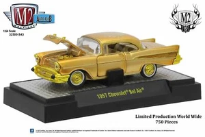 M2 Machines Auto-Club 1 S43 1957 Chevrolet Bel Air 1/64 Gold Muscle Car - Bild 1 von 5