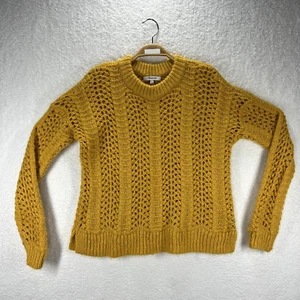 Madewell Sweater Womens Small Grenville Alpaca Wool Cable knit Mustard Mockneck - Picture 1 of 15