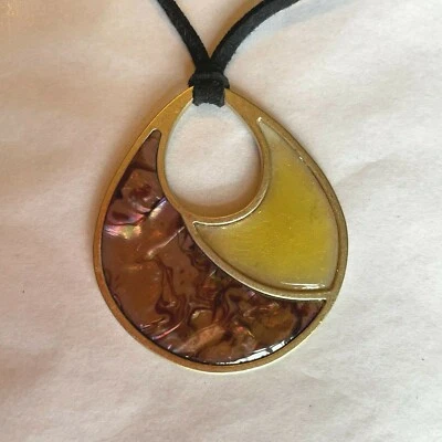 Women's Lia Sophia Black Cord Gold Tone Enameled Pendant Necklace 18 inch  - Image 1 of 4