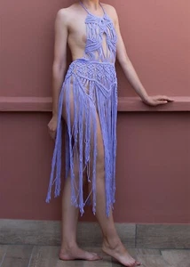 Unique Boho Wedding Dress, Macrame Swing Dress, Slim Fit Dress, Cutout Dress - Picture 1 of 9