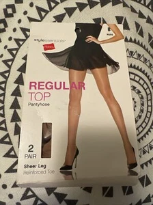 Pantimedias superiores regulares Hanes punta reforzada pierna transparente talla B desnudas (2 pares) - Imagen 1 de 2