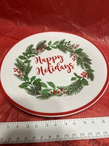 Platos de ensalada/aperitivo/galletas Royal Norfolk Navidad feliz fiesta. 7,25"" - Imagen 1 de 5